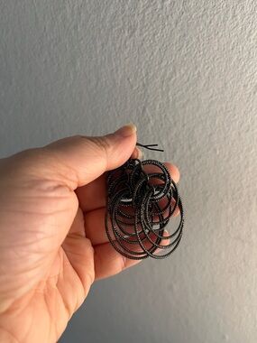 Multi-Hoop Black Textured Dangle Earrings
